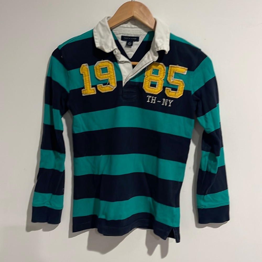 Boys striped Tommy Hilfiger long sleeve polo